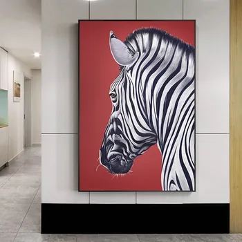 

Huge Black and Red Wild Zebra Animal Canvas Art Paintings Posters Prints Wall Art Pictures for Living Room Home Decoration