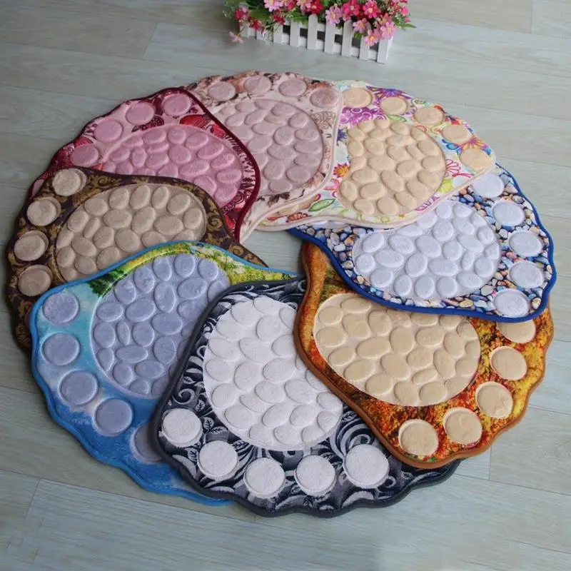 

3D Retro Print Anti-Skid Floor Mat Emboss Pebble Feet Bedroom Mat Flannel Bath Kitchen Mat Carpet Home Decoration 40x60cm