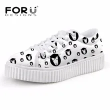 FORUDESIGNS/женская повседневная обувь на плоской подошве с 3D принтом в виде животных; обувь на платформе; увеличивающая рост обувь для женщин; модная женская обувь на плоской подошве