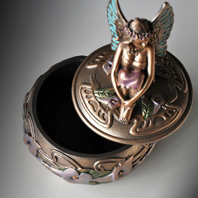 Flower Fairy Jewelry Box European Ring Boxes Princess Earring Bracelet Necklace Organizer Metal Polishing Curve Storage Box