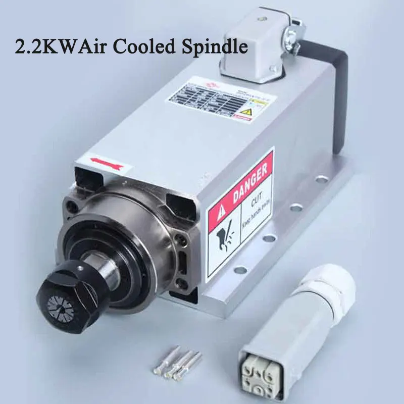 Free Shipping 2.2KW Air-cooled Square Spindle Motor 220V 24000rpm ER20 Air Cool Spindle CNC Milling Engraving Machine Spindle