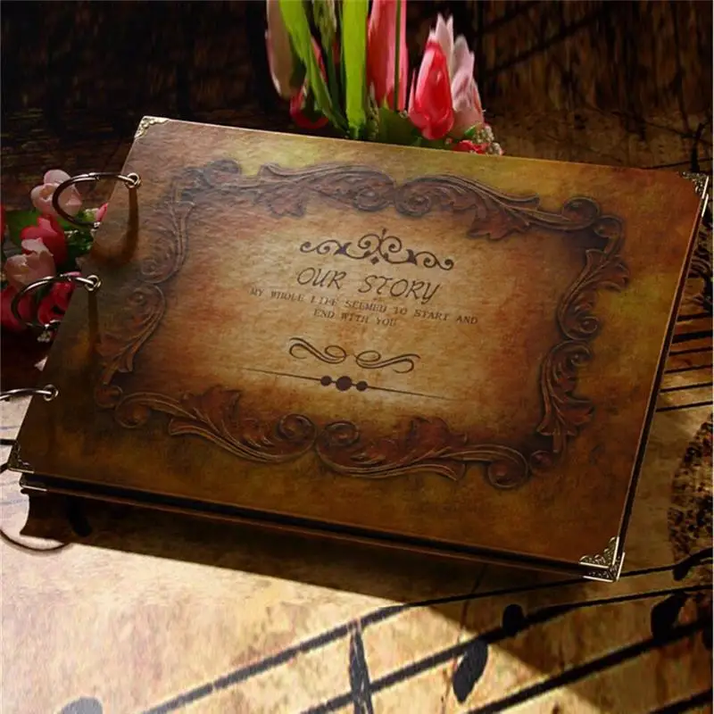 

Cheap Our Story Diy Vintage Christmas Gift handmade photo album wedding stickers scrapbooking craft paper albums for photos