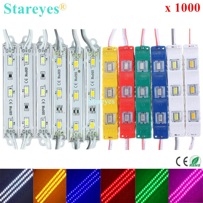 1000 шт. SMD 5630 5730 3 светодиода 12 В постоянного тока светодиодный модуль