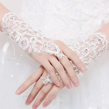 Новое поступление элегантные бисерные короткие перчатки женские кружевные перчатки без пальцев S19