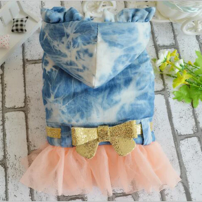

Cool Cowboy Pet Dogs Dots Dress Tops Puppy Cotton Hoodie Clothes XS-XXL Pet Costumes Winter Dog clothes Princess wedding dress