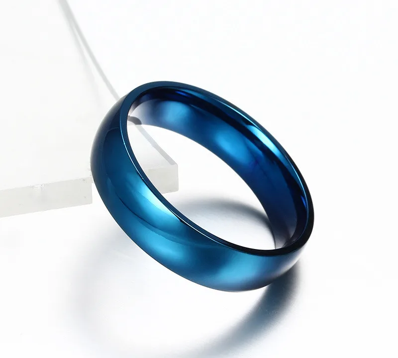 Продвижение Классические обручальные кольца для мужчин/женщин золото/синий/посеребренный металл из нержавеющей стали 6 мм Размер 4-15