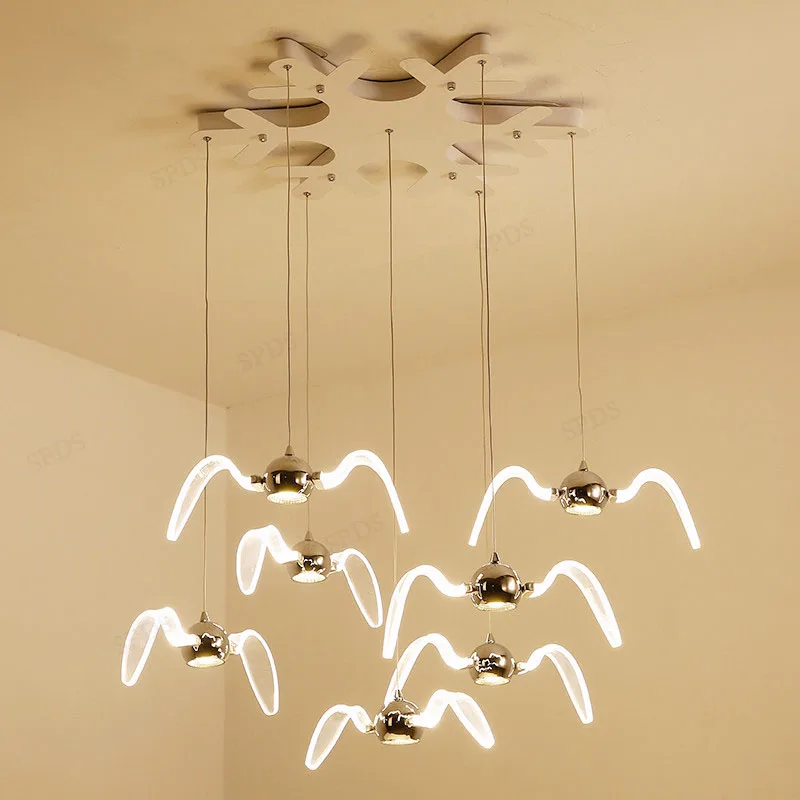 

Modern acrylic wrought iron seagull shape LED simple chandelier indoor lighting home decoration line chandelier chandelier