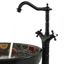 Черный Масло втирают Бронзовый Двойные крестообразные ручки поворотный для ванной для кухни для раковины Смеситель кран asf093