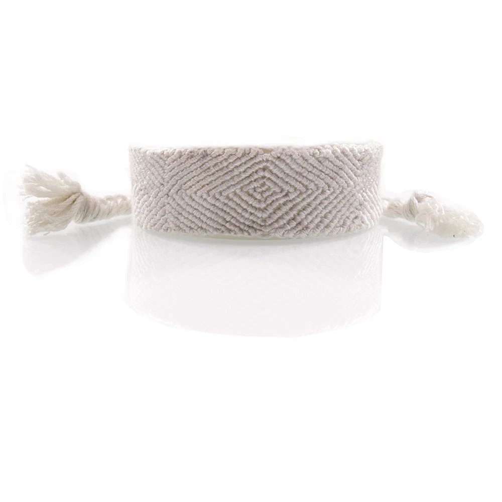 

2019 new fashion pure white single tone friendship bracelet misangas handwoven cotton embroidery cord versatile summer bracelet