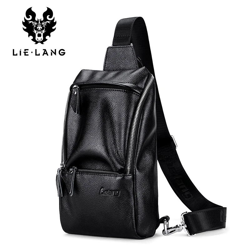 

LIELANG Chest Bag In Men Crossbody Bags Warterproof Chest Pack PU Leather Single Shoulder Strap BackBag Male Bags Famous brand