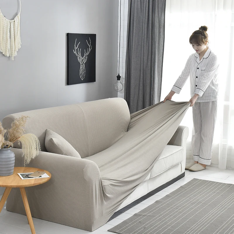 

Quality Stripe Sofa Cover 3D Texture Universal All-inclusive Slip-Resistant Elastic Slipcovers 1/2/3/4-seat European Sofa Cover