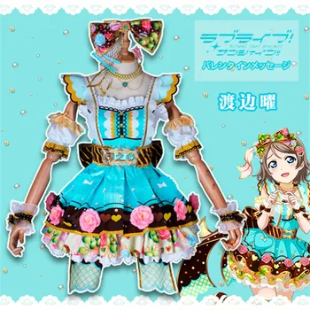 

Anime Cosplay Costume lovelive sunshine Aqours Chocolate Valentine's Day 3rd Edition Watanabe You Dress lovely style full sets