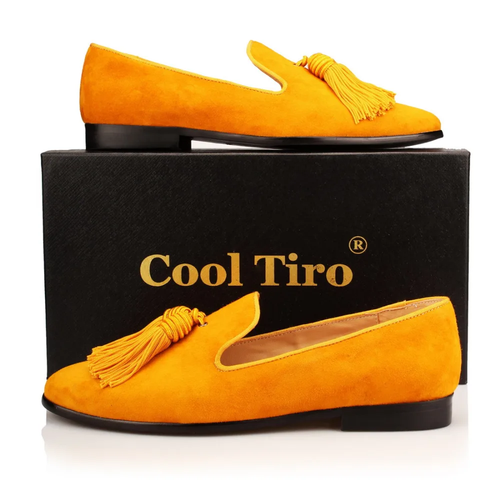 Tassel Men Loafers Gold Suede (19)