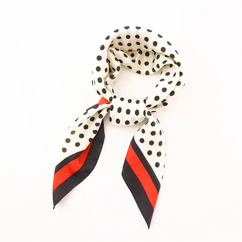 

Yishine 70*70 CM 5 Colors New Silk Scarf Striped Dots Printed Women Shawl Satin Small Squares Head Bag Decorative Scarves