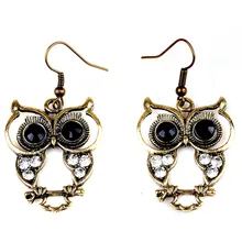 Богемные Винтажные серьги с кристаллами для серьги для девочек aros букле d'oreille черная Маленькая серьга серьги сова для женщин
