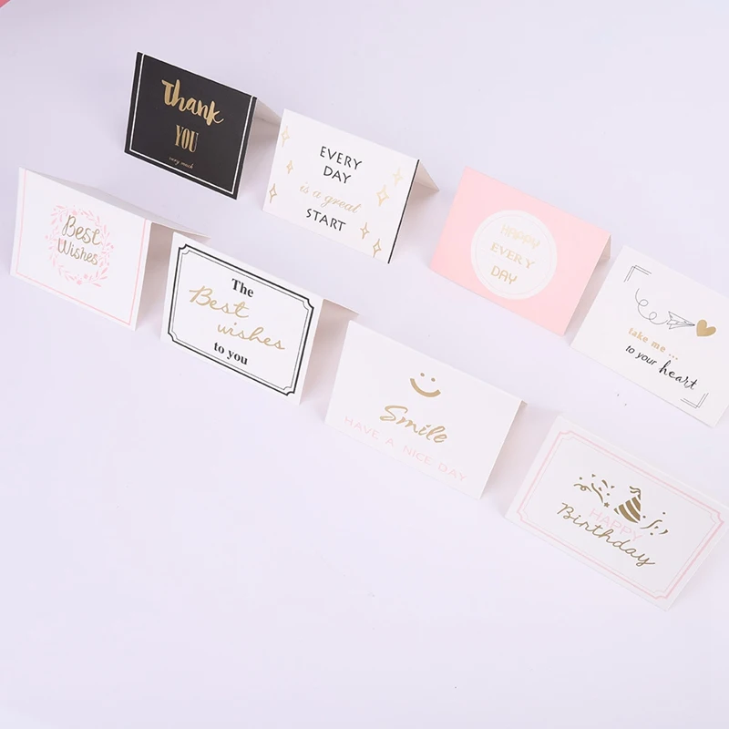 

Holiday Greetings Gold-plated Greeting Cards Thank You Style Message Paper Card Gift Decoration Card or Reward Card 2pcs