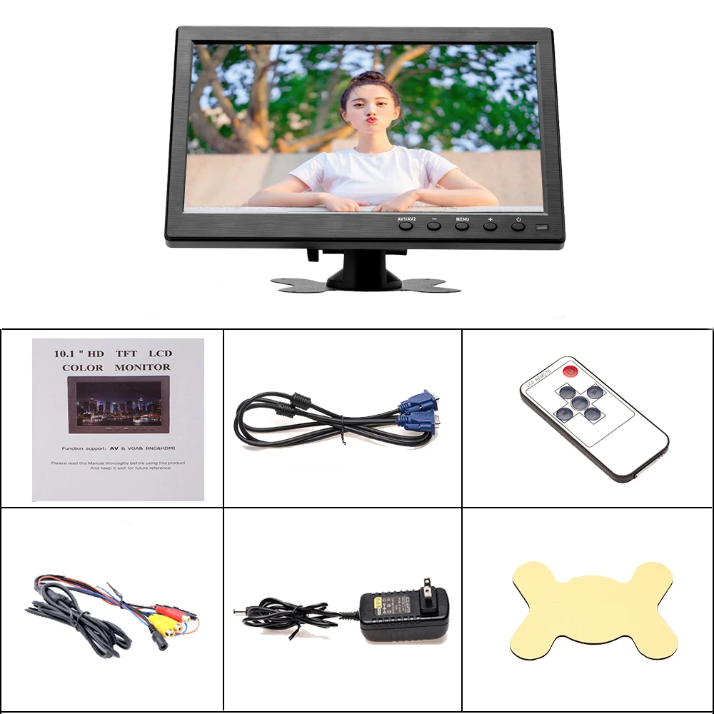 Podofo 10 1 &quotЖК дисплей HD монитор и компьютер Цвет дисплея Экран 2 канала видео Вход
