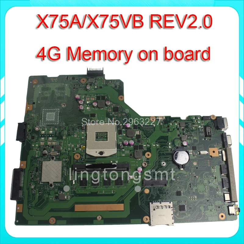 X75A/X75VB اللوحة REV: 2.0 ل ASUS X75VC X75VD X75V اللوحة المحمول X75A اللوحة HM70 4G الذاكرة
