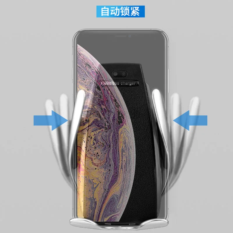 

For iphone XR XSmax X 8 plus Induction Car Wireless Charger for samsung S10/9/8 plus note 10 9/8 Smart Navigation Phone Holder