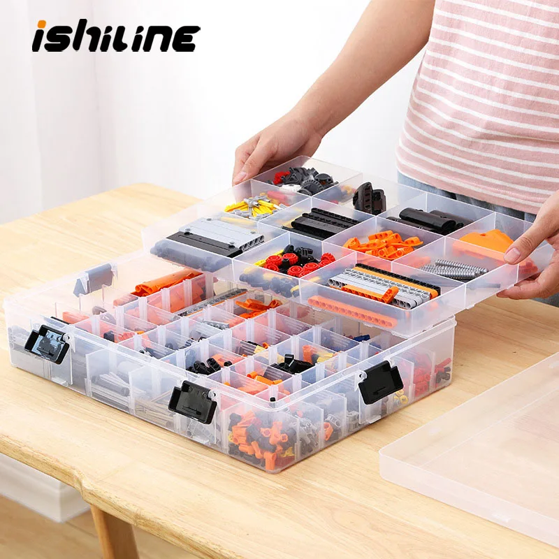 

Building Blocks Toys Large Capacity Hand Kids Storage Case Clear Plastic Organizer Box Can Adjust The Storage Space