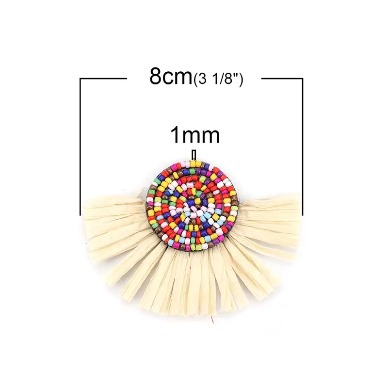 3 шт. стеклянные бусины из рафии бумажные Подвески с кисточками полубусины аксессуары для одежды украшения из ткани DIY Изготовление ювелирных изделий - Цвет: 14