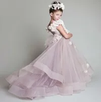 Free-Shipping-2014-New-Lovely-Tulle-Handmade-Flowers-Appliqued-Scoop-Flower-Girl-Dresses-For-Weddings-Girl