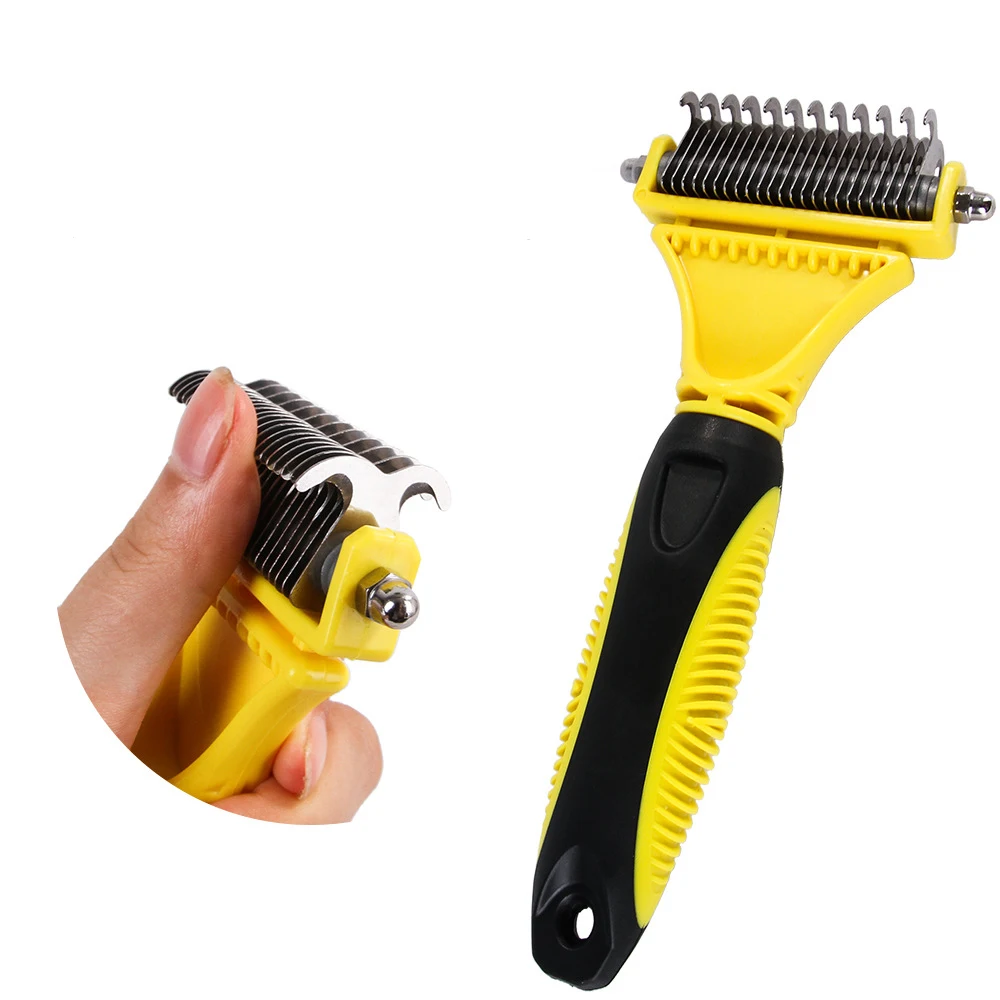 

Double-sided Pet Dog Dematting Comb Professional Cat Dog Open Knot Brush Rake Knife Pet Grooming Fur Deshedding Trimmer Tool