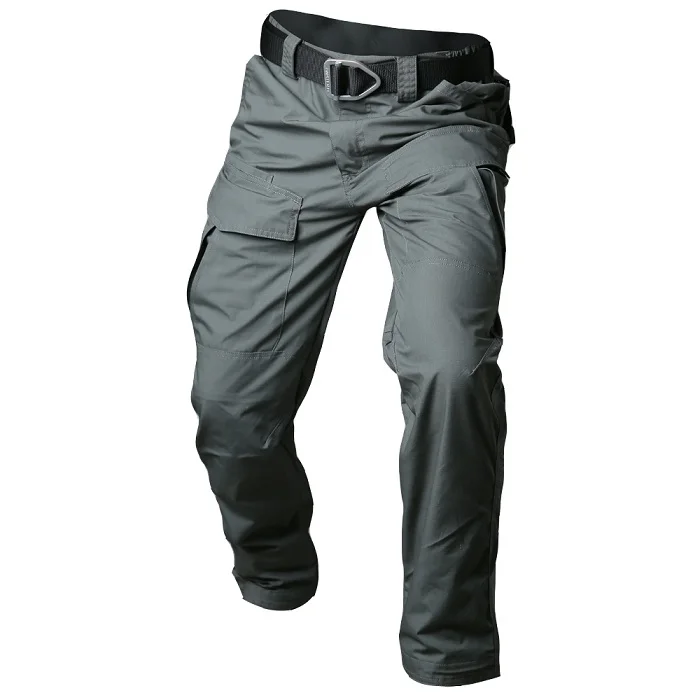 Militar стиль Rip-stop водонепроницаемые уличные тактические брюки мужские камуфляжные армейские военные походные брюки тефлоновые брюки - Цвет: Серый