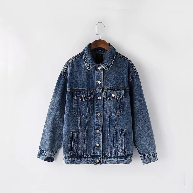 New Spring pink green black denim jacket women basic coat streetwear fashion loose button bomber jeans jacket chaqueta mujer