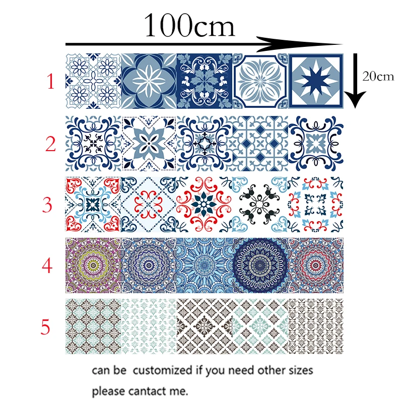 Retro Tiles Wall Stickers for Bathroom Kitchen Decoration Adhesive Waterproof PVC Wall Stickers Waist Line 20x100cm 1 pcs Retro Tiles Wall Stickers for Bathroom Kitchen Decoration Adhesive Waterproof PVC Wall Stickers Waist Line 20x100cm 1 pcs