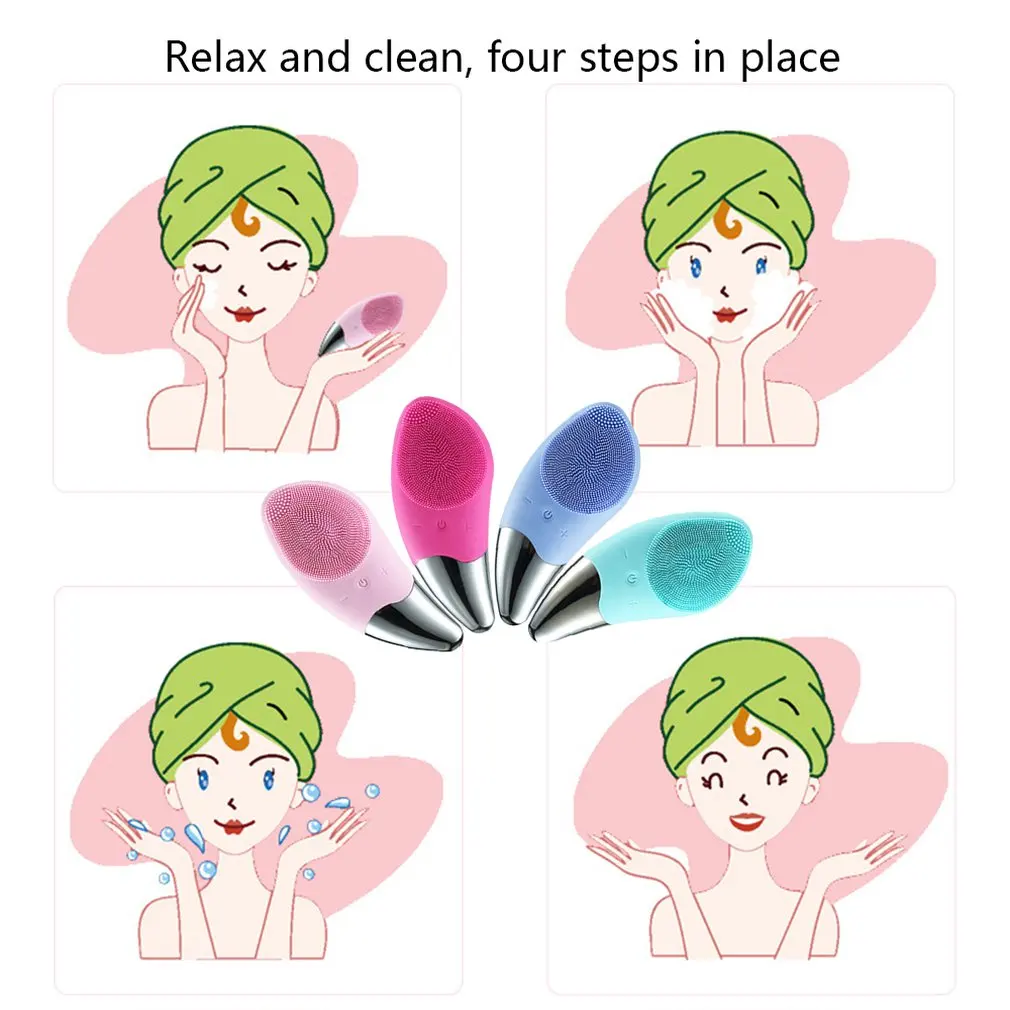 Ultrasonic Vibration Silicone Cleansing Instrument Wash Instrument Electric Wash Brush Washing Artifact Pore Cleaning Brush 2