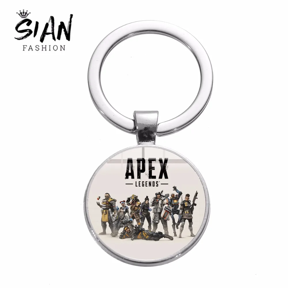 

SIAN 2019 New Arrival Apex Legends Game Keychain Funny Figures 3D Printed Glass Dome Metal Key Chain Fans Souvenir Friends Gift