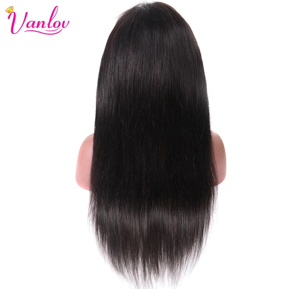 Vanlov волосы 360 синтетический фронтальный парик прямые 360 Кружева Фронтальные человеческие волосы парики с волосами младенца бразильский прямой парик 150% remy волосы