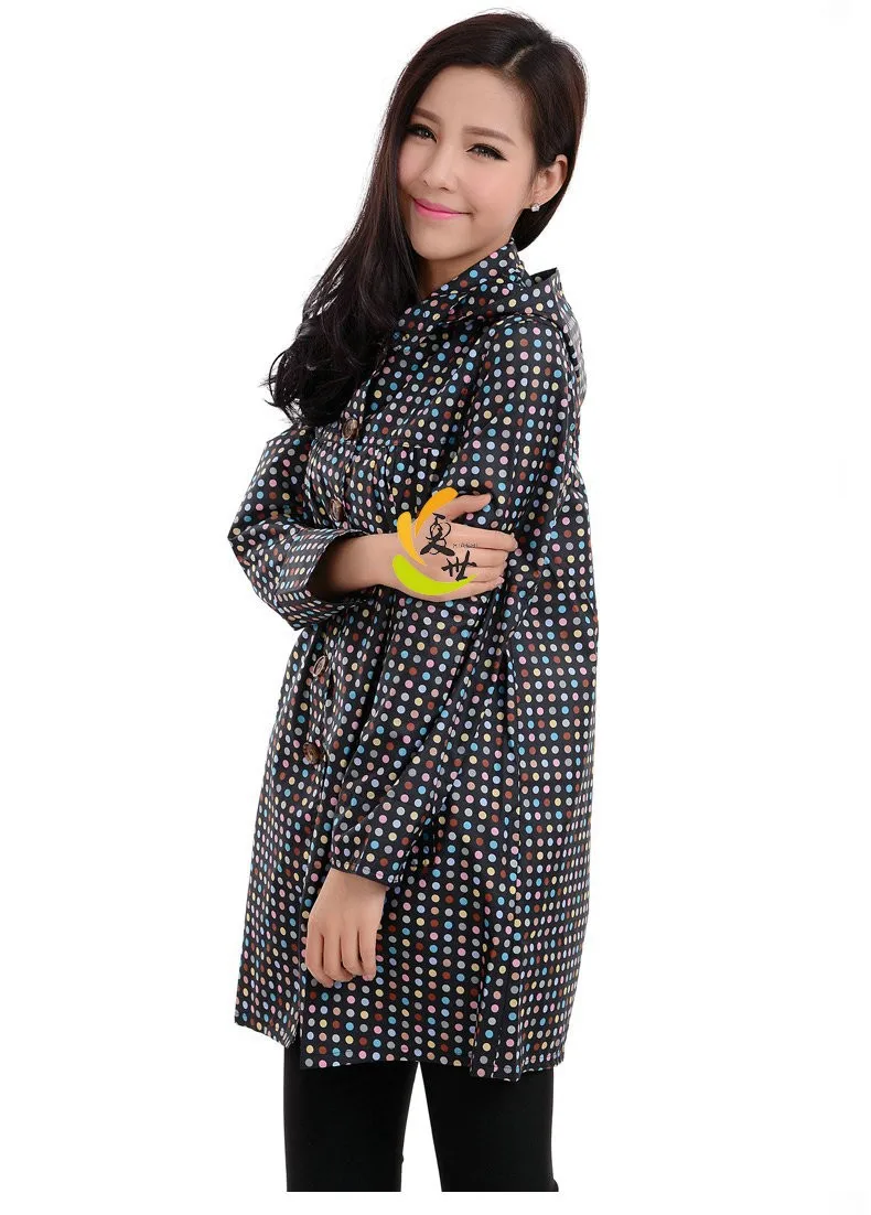 

Raincoat Women Waterproof Long,Women Rain Coat Ponchos Jacket With Hood Impermeable Mujer Capa De Chuva polka dots