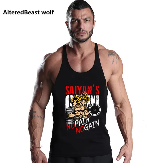 

Bodybuilding Dragon Ball Tank Tops Men Goku Vegeta print Tops O-Neck cotton Muscle Sleeveless Shirt men vest Fitness Tops Tees