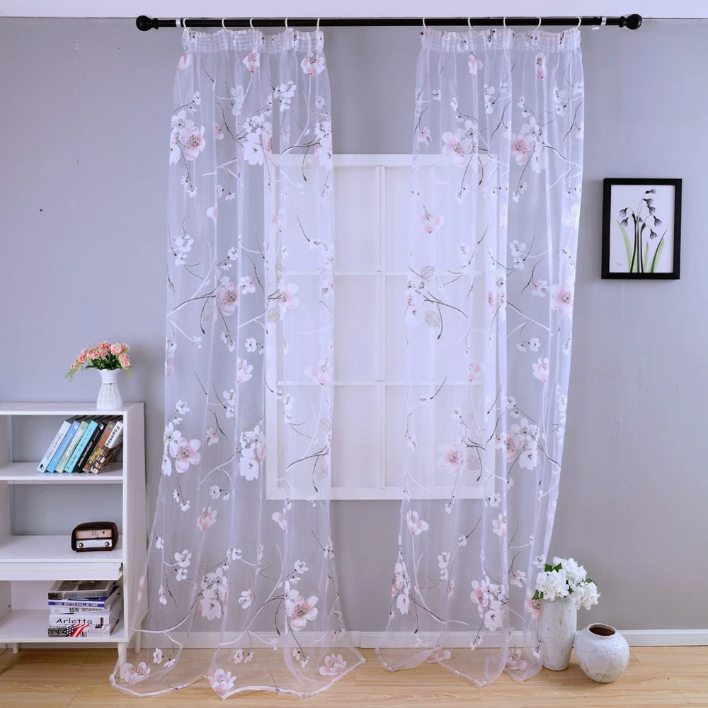 用生地ショート子供治療チュールパネルベッドルームシアー窓カーテンオーガンザ透明花女の子カーテン Sheer Window Curtain Window Curtainsgirl Curtains Aliexpress