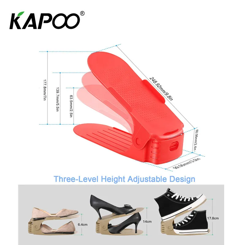

2018 Newest Adjustable Shoe Slots, 3-level Height Adjustable Shoe Slots Organizer, Durable Shoe Racks Shoe Stacker Holder, 1pc