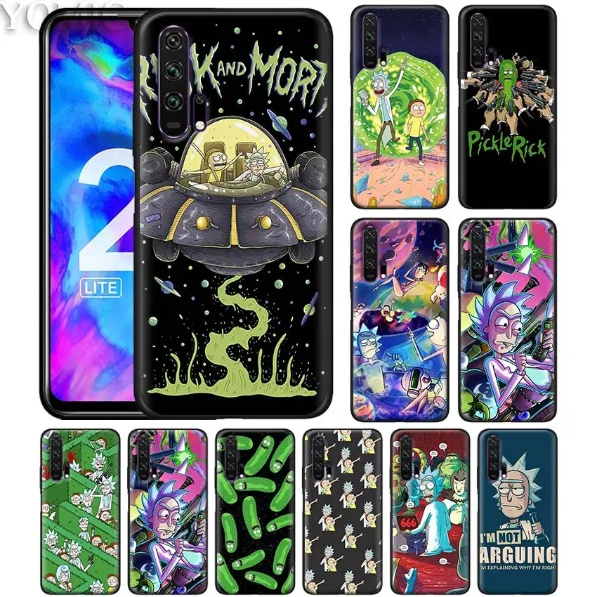 

Black Silicone Case for Honor 20 8X 10 10i 8S 8A Lite Pro Y9 Y7 Y6 Y5 Prime 2019 Soft Phone Caso Cover Sausage Rick And Morty