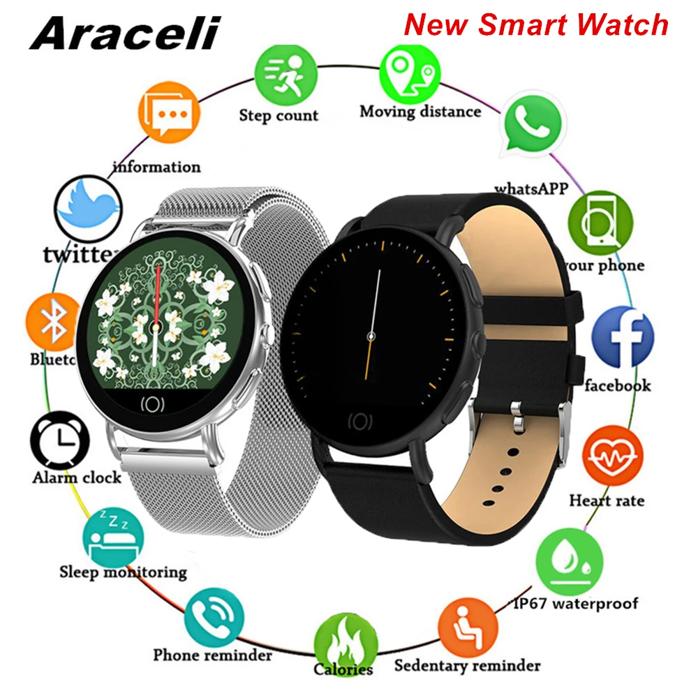 

Photo Smart Watch Circular Screen SmartWatch Bracelet Bluetooth Heart Rate Monitor Blood Pressure Tracker Smart Watch Q8