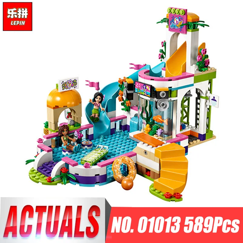 

01013 Girls club Heartlake Summer Pool Educational model Building block kit Brick Compatible legoing 41313 friends kid gift set