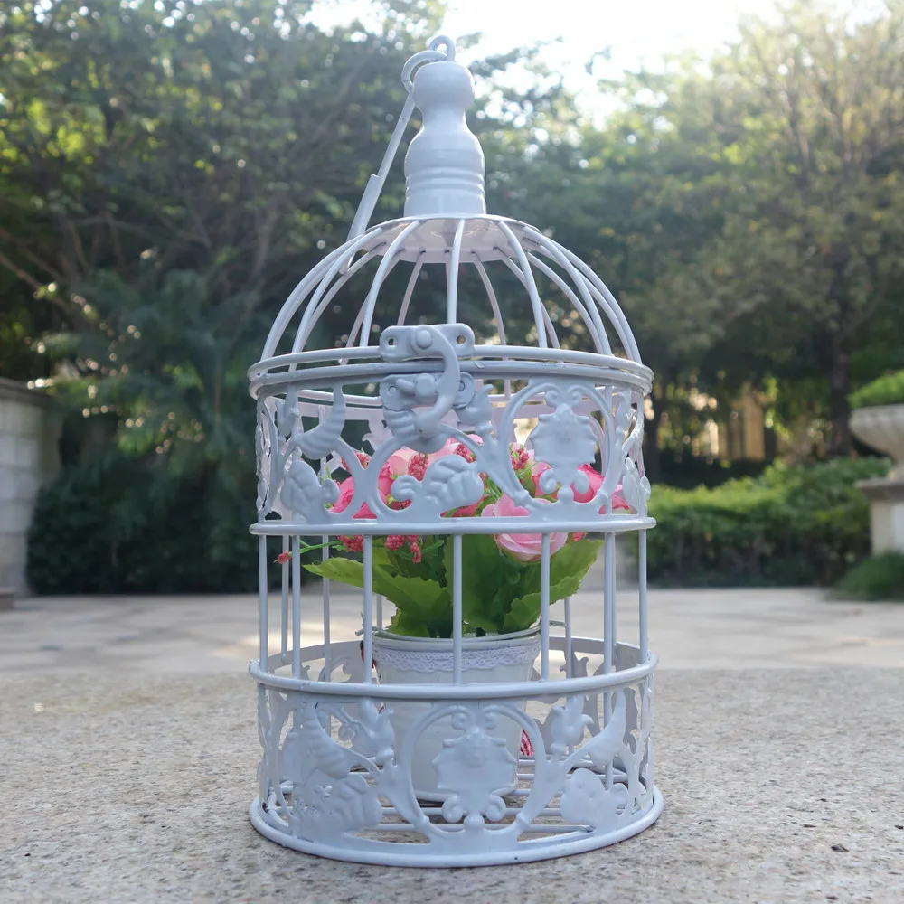 Small Metal Bird Cage Vintage Iron Antique White Decorative Wedding