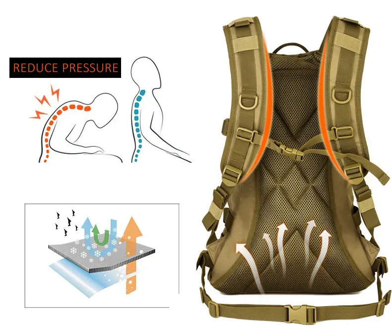 Водонепроницаемый уличный Военный Тактический Рюкзак Molle, походный, спортивный, для путешествий, 25л, нейлон, для кемпинга, пешего туризма, треккинга, камуфляжная сумка