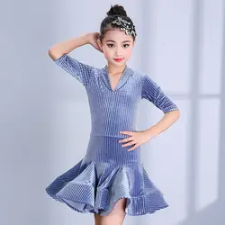 Svitania Латинской танцевальное платье для девочек Дети спандекс юбка для танцев для самбы и чачача сальса платья этап танцевальная одежда