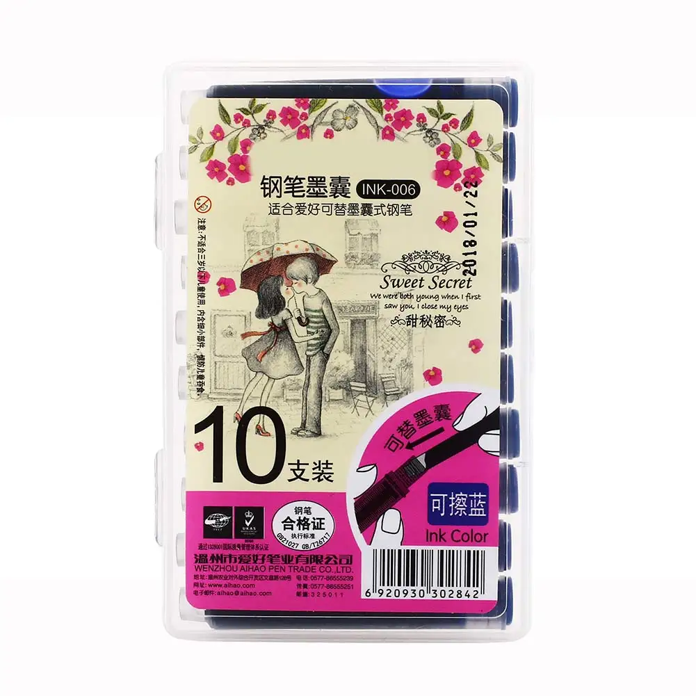 10pcs/Box Pen Ink Refills Fountain Pen Cartridges Ink Cartridges