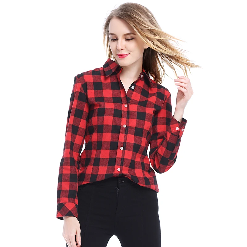 Новинка 2018 женская рубашка в клетку Blusas блузка мода 100% хлопок повседневные