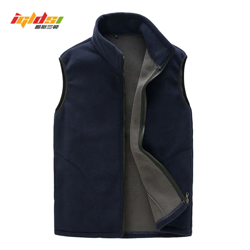 

New 2018 Casual Vest Men Winter Warm Thick Sleeveless Jacket Army Green Men's Waistcoat Black Male Polar Fleece Vests S-3XL