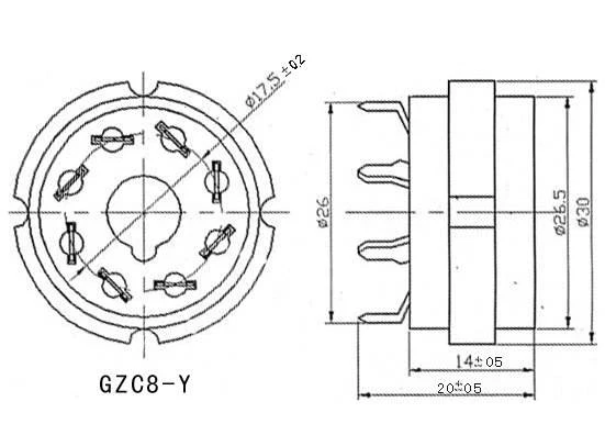 25 шт. 8pin золото-позолоченные пробки GZC8-Y розетки керамическая основа El34.6550B, 6L6, 6CA7, Kt88