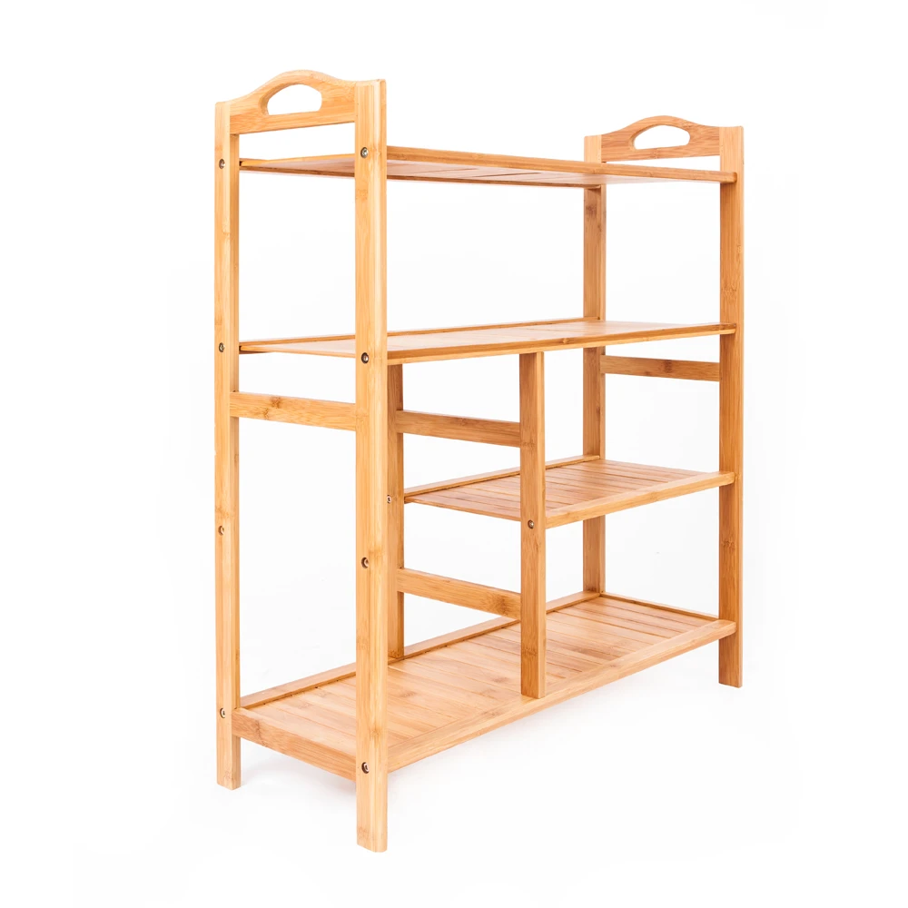 4-layer Portable Bamboo Board Boot Shoe Rack Wood Color (2)