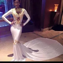 heißer verkauf eleganten weißen meerjungfrau brautkleider 2016 goldschnürsenkel applikationen abendkleider kapelle zug vestido de festa