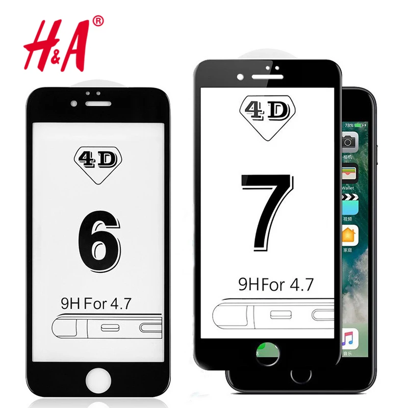 Изогнутое закаленное стекло H& A 4D 0,29 мм для iPhone 8, 8 Plus, 7, 7 Plus, полное покрытие, Защитная пленка для экрана для iPhone 6, 6 S, 7 Plus, стекло
